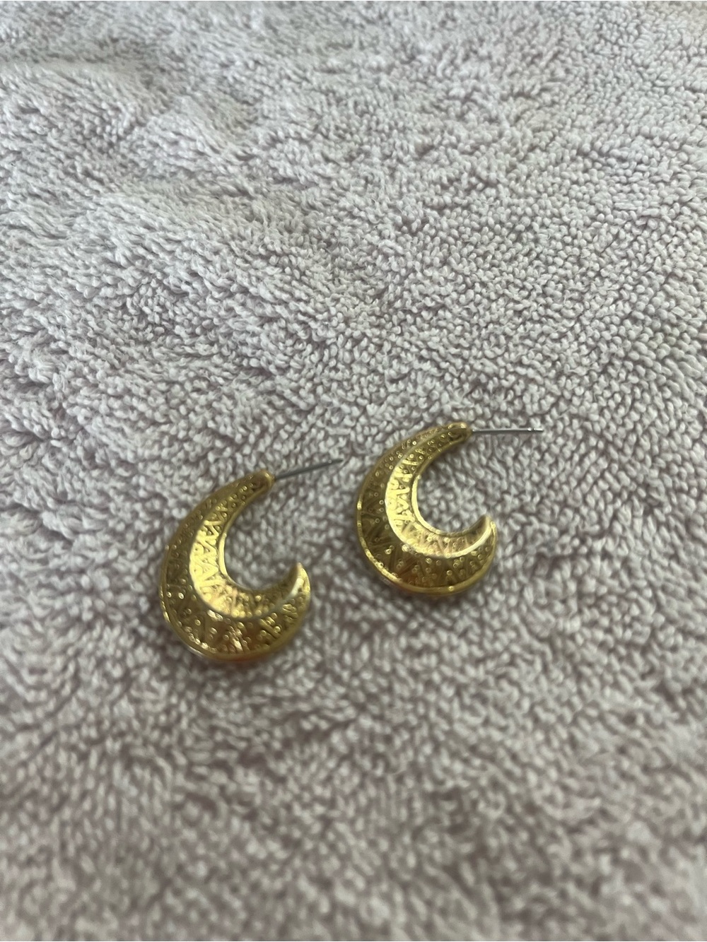Gold Crescent Moon Hoop Earrings - Women's Accessories